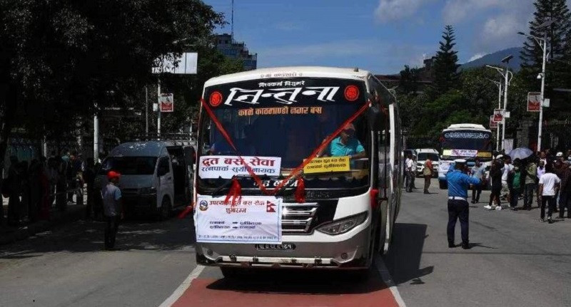 रत्नपार्क–सूर्यविनायक द्रुत बस सेवा आजदेखि फेरि चल्दै : ११ वटा बस थपियो