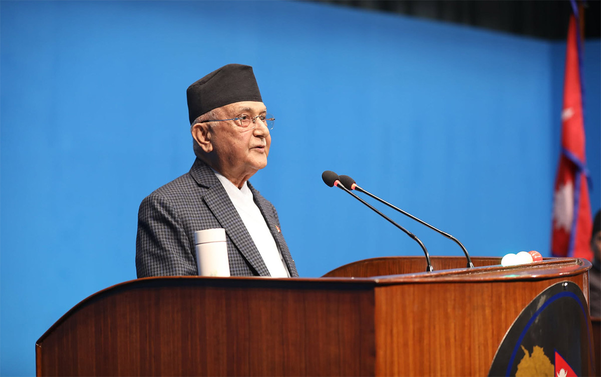 प्रतिनिधिसभा बैठकमा सम्बोधन गर्दै प्रधानमन्त्री