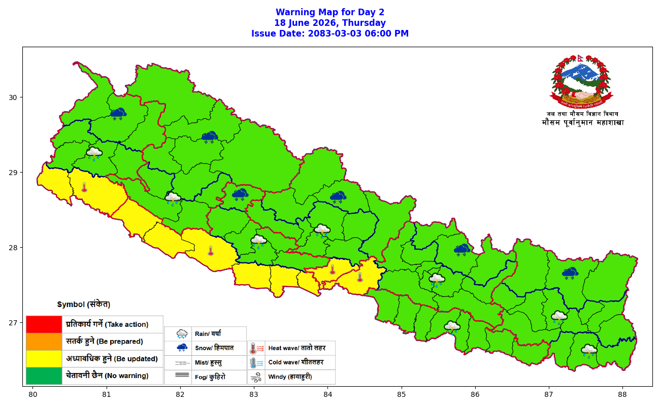 आज केही जिल्लामा वर्षा हुने,बागमतीदेखि सुदूरपश्चिमसम्मको तराई भेगमा गर्मी बढ्ने